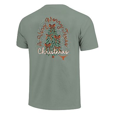 Women's Light Green Texas Longhorns Christmas Tree Comfort Colors T-Shirt