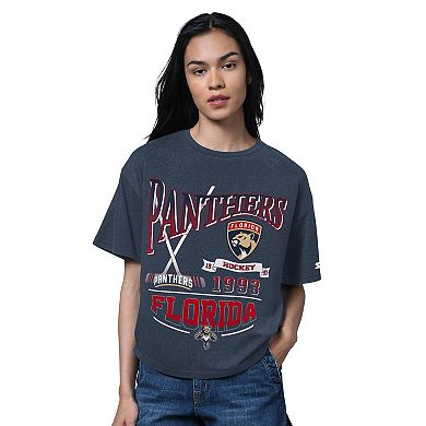 Women's Starter Heather Navy Florida Panthers Oversized Hall of Fame T-Shirt
