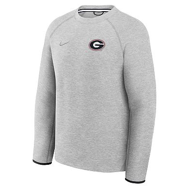 Men's Nike Heather Gray Georgia Bulldogs Tech Fleece Raglan Sweatshirt