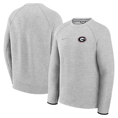 Men's Nike Heather Gray Georgia Bulldogs Tech Fleece Raglan Sweatshirt