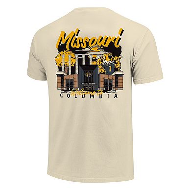 Men's Image One Natural Missouri Tigers Comfort Colors Hand-Drawn Campus Stack T-Shirt