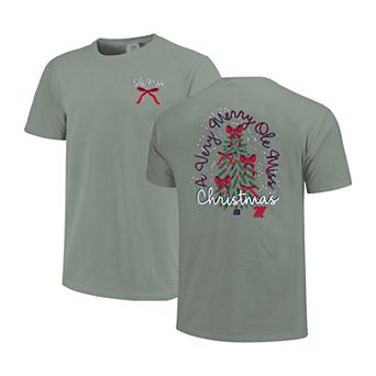 Women's Light Green Ole Miss Rebels Christmas Tree Comfort Colors T-Shirt