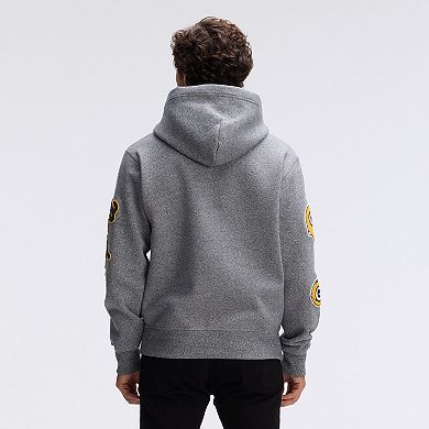 Fanatics Athletic Heather Gray Green Bay Packers IconicFleece Letterman Hoodie