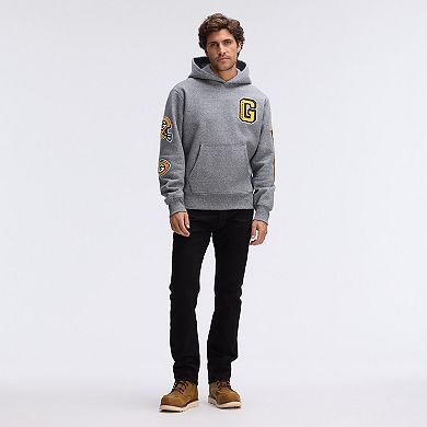 Fanatics Athletic Heather Gray Green Bay Packers IconicFleece Letterman Hoodie