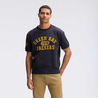 Fanatics Black Green Bay Packers IconicFleece Short Sleeve Sweatshirt
