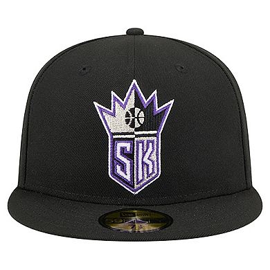 Men's New Era Black Sacramento Kings Core Logo 59FIFTY Fitted Hat