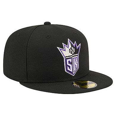 Men's New Era Black Sacramento Kings Core Logo 59FIFTY Fitted Hat