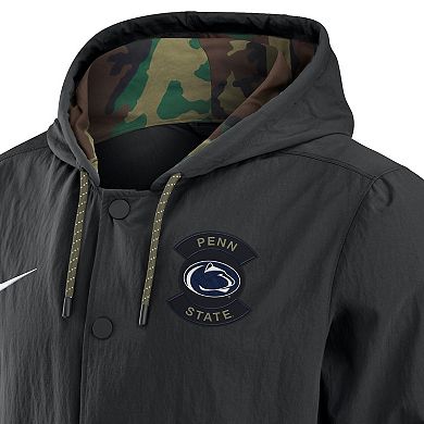 Men's Nike Black Penn State Nittany Lions 2025 NCAA Military Appreciation Full-Snap Jacket