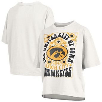 Women's Pressbox White Iowa Hawkeyes Harmony Oversized Slub T-Shirt