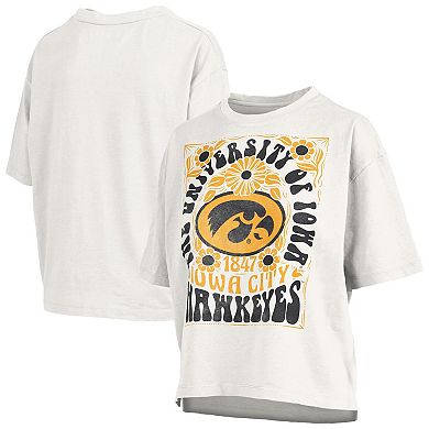 Women's Pressbox White Iowa Hawkeyes Harmony Oversized Slub T-Shirt