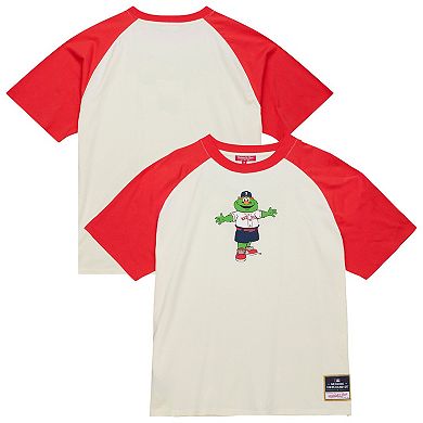 Women's Mitchell & Ness Cream Boston Red Sox Boyfriend Raglan T-Shirt