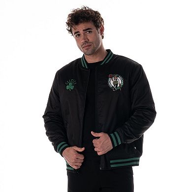 Unisex The Wild Collective Black Boston Celtics Full-Snap Bomber Jacket