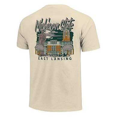 Men's Image One Natural Michigan State Spartans Comfort Colors Hand-Drawn Campus Stack T-Shirt
