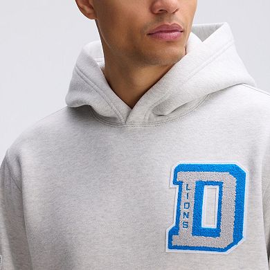Fanatics Heather Gray Detroit Lions IconicFleece Letterman Hoodie