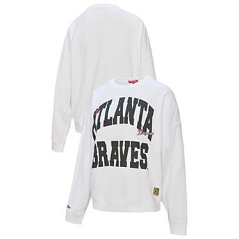 Women's Mitchell & Ness White Atlanta Braves Oversized Cooperstown Sweatshirt