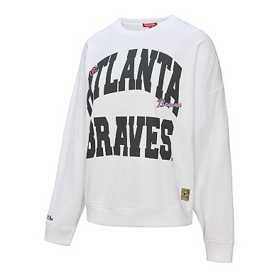 Women's Mitchell & Ness White Atlanta Braves Oversized Cooperstown Sweatshirt