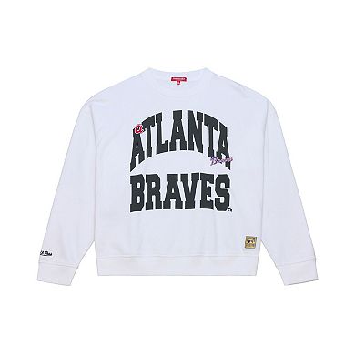 Women's Mitchell & Ness White Atlanta Braves Oversized Cooperstown Sweatshirt