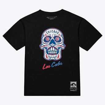Women's Mitchell & Ness Black Chicago Cubs Sugar Skull Boxy T-Shirt
