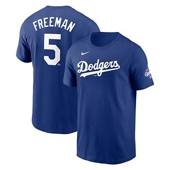 Men's Nike Freddie Freeman Royal Los Angeles Dodgers 2025 World Series Champions Name & Number T-Shirt