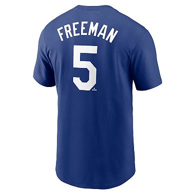 Men's Nike Freddie Freeman Royal Los Angeles Dodgers 2025 World Series Champions Name & Number T-Shirt