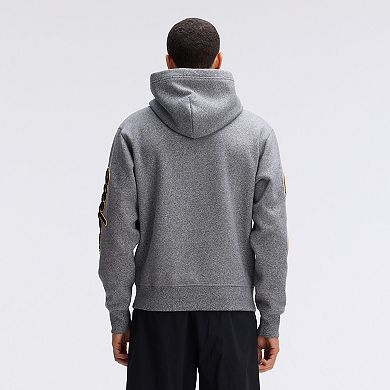 Fanatics Athletic Heather Gray Pittsburgh Steelers IconicFleece Letterman Hoodie