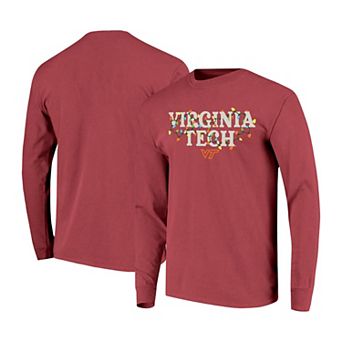 Women's Image One Maroon Virginia Tech Hokies String Lights Comfort Color Long Sleeve T-Shirt