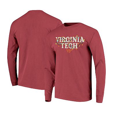 Women's Image One Maroon Virginia Tech Hokies String Lights Comfort Color Long Sleeve T-Shirt