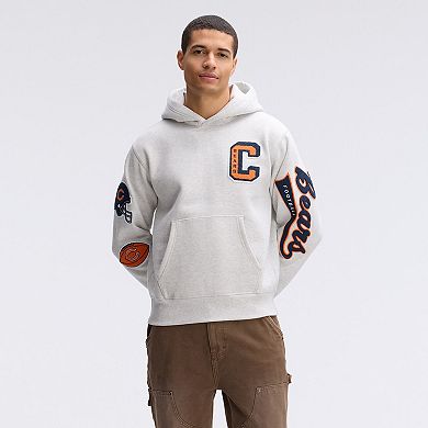 Fanatics Heather Gray Chicago Bears IconicFleece Letterman Hoodie