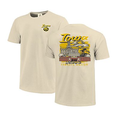 Men's Image One Natural Iowa Hawkeyes Comfort Colors Hand-Drawn Campus Stack T-Shirt