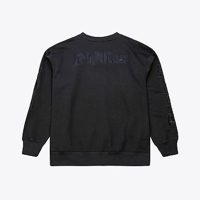 Men's Mitchell & Ness Black Philadelphia Phillies Phantom Fleece Crewneck Sweatshirt