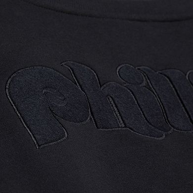 Men's Mitchell & Ness Black Philadelphia Phillies Phantom Fleece Crewneck Sweatshirt