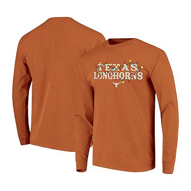Women's Image One Burnt Orange Texas Longhorns String Lights Comfort Color Long Sleeve T-Shirt
