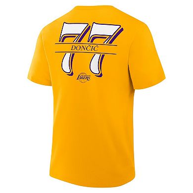 Men's Fanatics Luka Dončić Gold Los Angeles Lakers In The Paint Name & Number T-Shirt