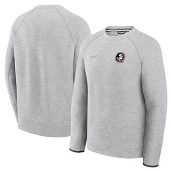 Men's Nike Heather Gray Florida State Seminoles Tech Fleece Raglan Sweatshirt