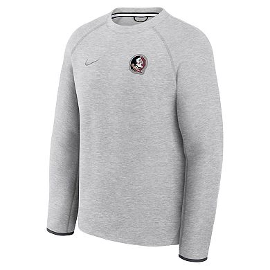 Men's Nike Heather Gray Florida State Seminoles Tech Fleece Raglan Sweatshirt