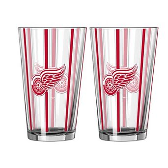 Logo Brands Detroit Red Wings Two-Piece 16oz. Striped Pint Glass Set