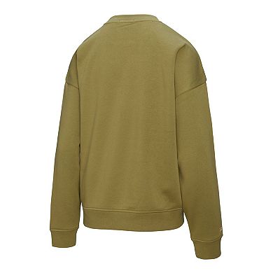 Women's Mitchell & Ness Olive Atlanta Braves Oversized Crewneck Sweatshirt