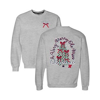 Women's Gray Ole Miss Rebels Classic Merry Christmas Tree Crewneck Sweatshirt