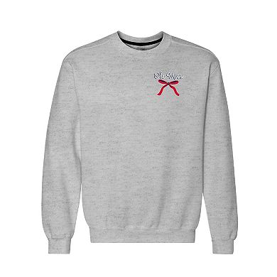 Women's Gray Ole Miss Rebels Classic Merry Christmas Tree Crewneck Sweatshirt