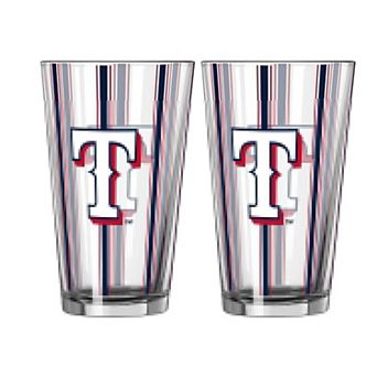 Logo Brands Texas Rangers Two-Piece 16oz. Striped Pint Glass Set