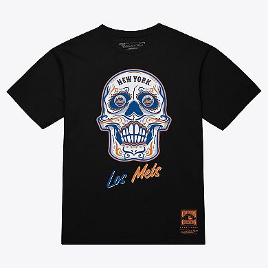 Women's Mitchell & Ness Black New York Mets Sugar Skull Boxy T-Shirt