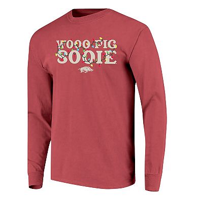 Women's Image One Cardinal Arkansas Razorbacks String Lights Comfort Color Long Sleeve T-Shirt