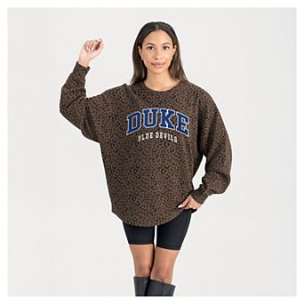 Women's Gameday Couture Brown Duke Blue Devils Leopard Oversized Sweatshirt