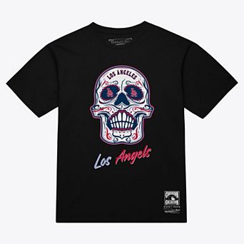 Women's Mitchell & Ness Black Los Angeles Angels Sugar Skull Boxy T-Shirt