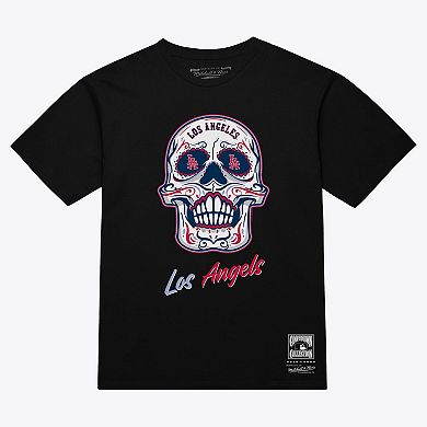 Women's Mitchell & Ness Black Los Angeles Angels Sugar Skull Boxy T-Shirt