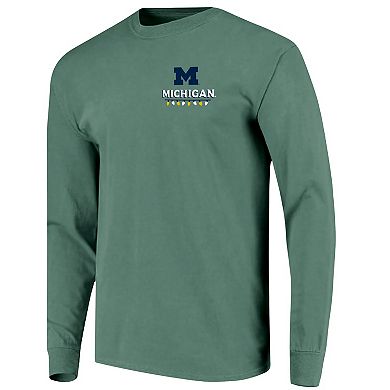 Men's Green Michigan Wolverines Comfort Colors Merry Christmas Tree Long Sleeve T-Shirt