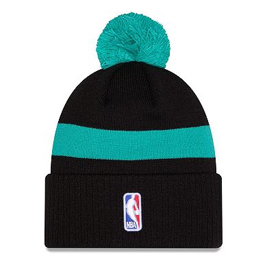 Men's New Era Black/Teal Portland Trail Blazers 2025/26 City Edition Cuffed Knit Hat with Pom
