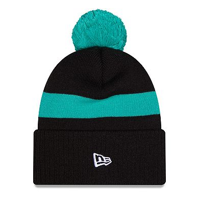 Men's New Era Black/Teal Portland Trail Blazers 2025/26 City Edition Cuffed Knit Hat with Pom