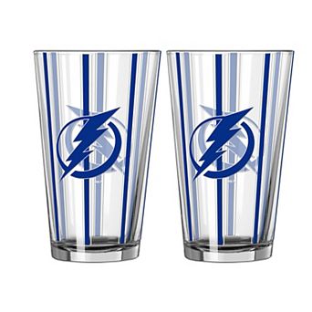 Logo Brands Tampa Bay Lightning Two-Piece 16oz. Striped Pint Glass Set