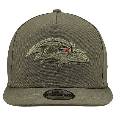 Youth New Era Olive Baltimore Ravens Color Pack A-Frame 9FIFTY Snapback Hat